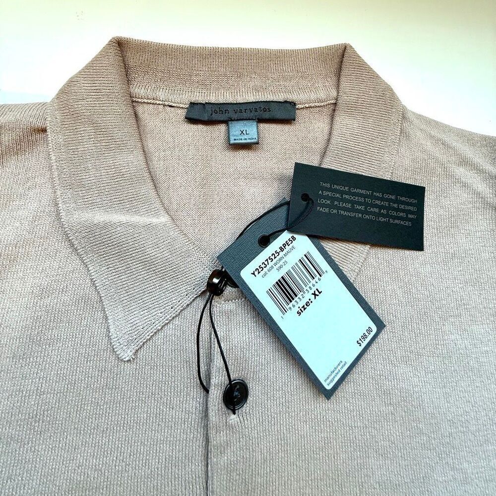 NWT John Varvatos Canon polo in worn mauve color Size XL - Picture 5 of 9